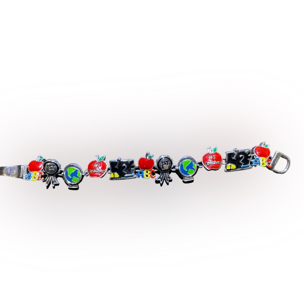 Women's Whimsical Colorful Enamel Charms Magnetic Clasp Bracelet, 7" - Picture 1 of 3